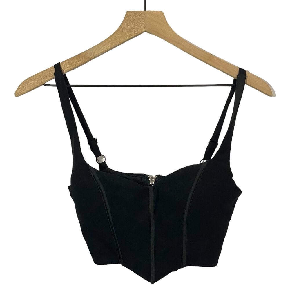 White Fox Cropped Corset Top - Black - Small - Picture 2 of 10